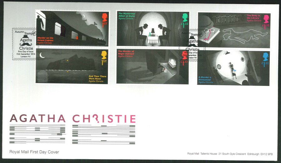 2016 - Agatha Christie, First Day Cover, Autumn Stampex FDI, London N1 Postmark - Click Image to Close